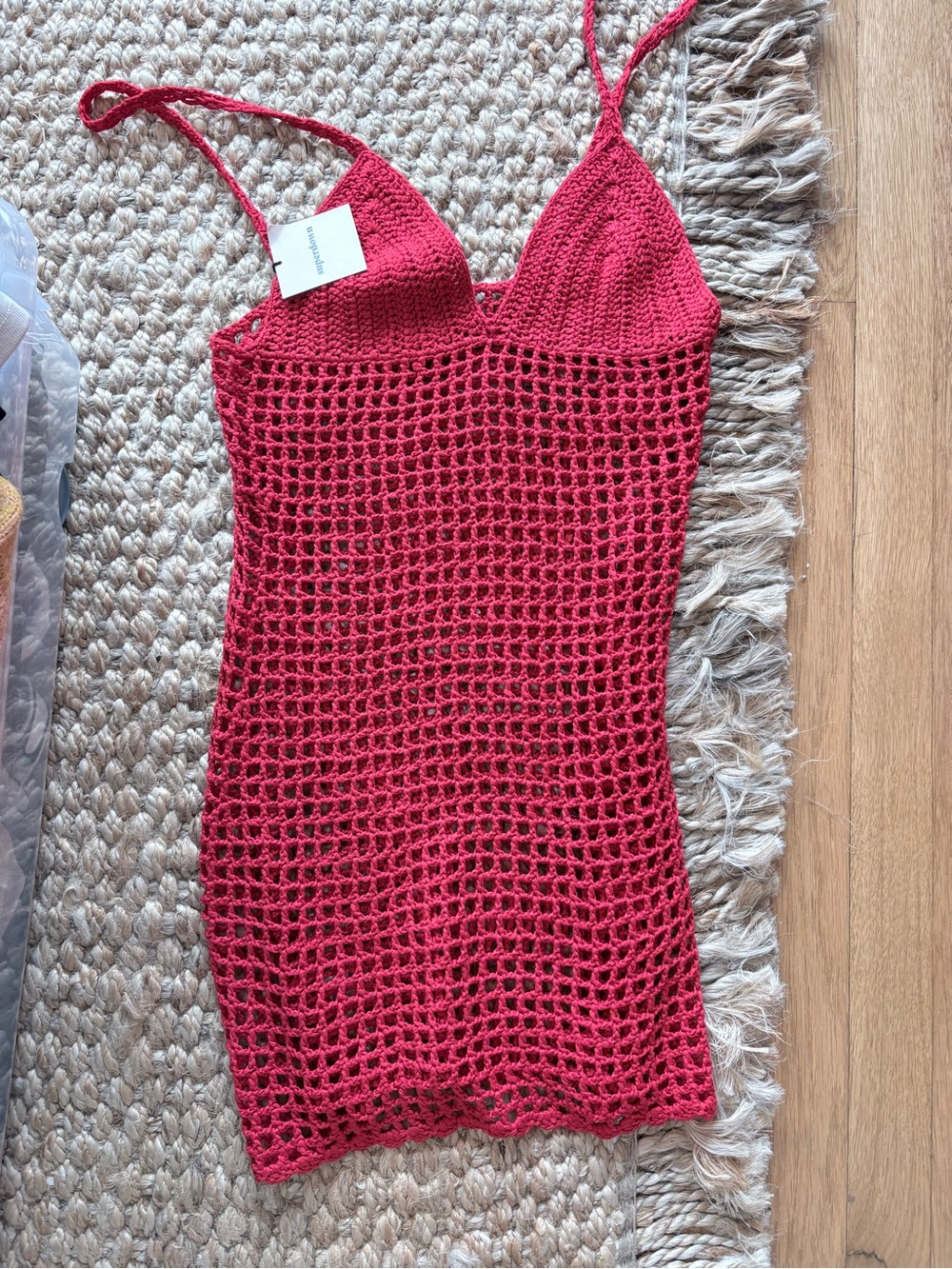 superdown Red Crochet Slip Dress